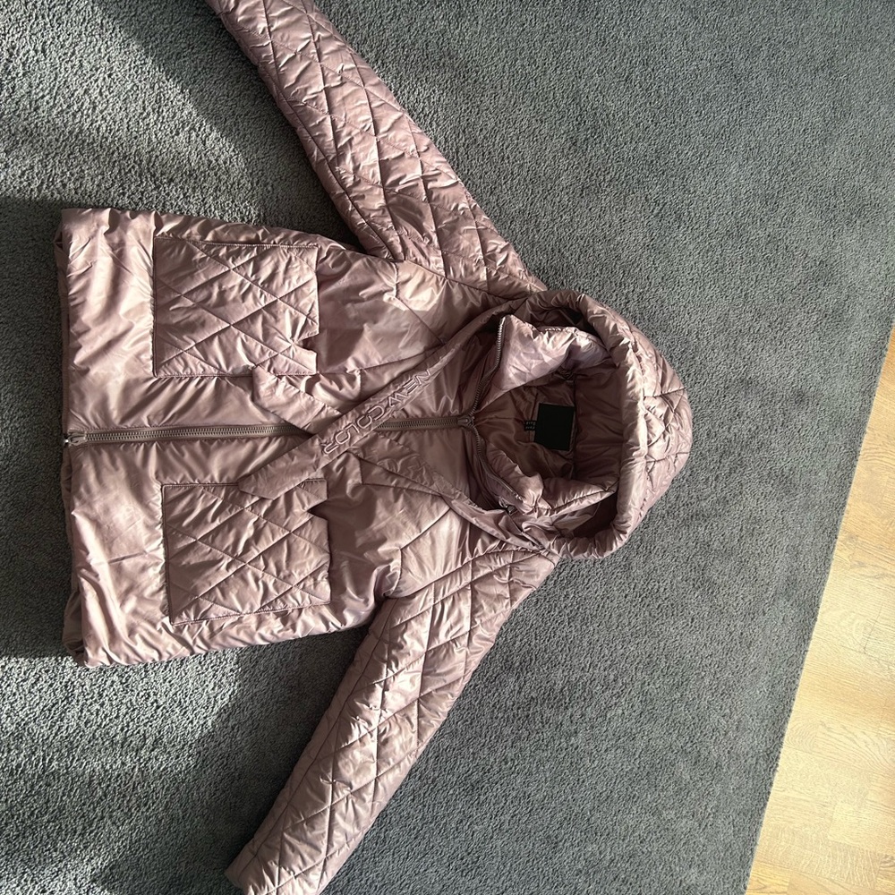 Quilted Hooded Jacket in Mauve